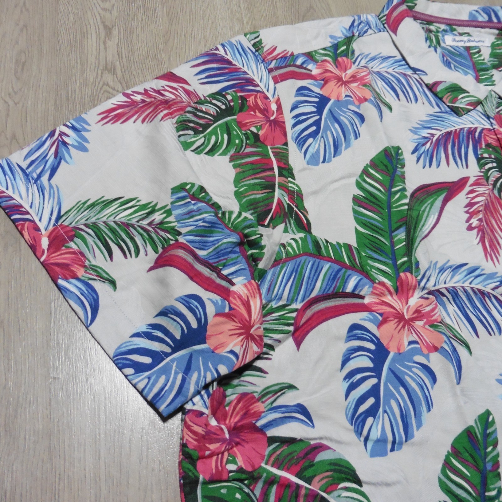 TOMMY BAHAMA Mens 3XLT 3XL TALL HAWAIIAN SHIRT FROND FUSION BREEZE SILK COOLMAX