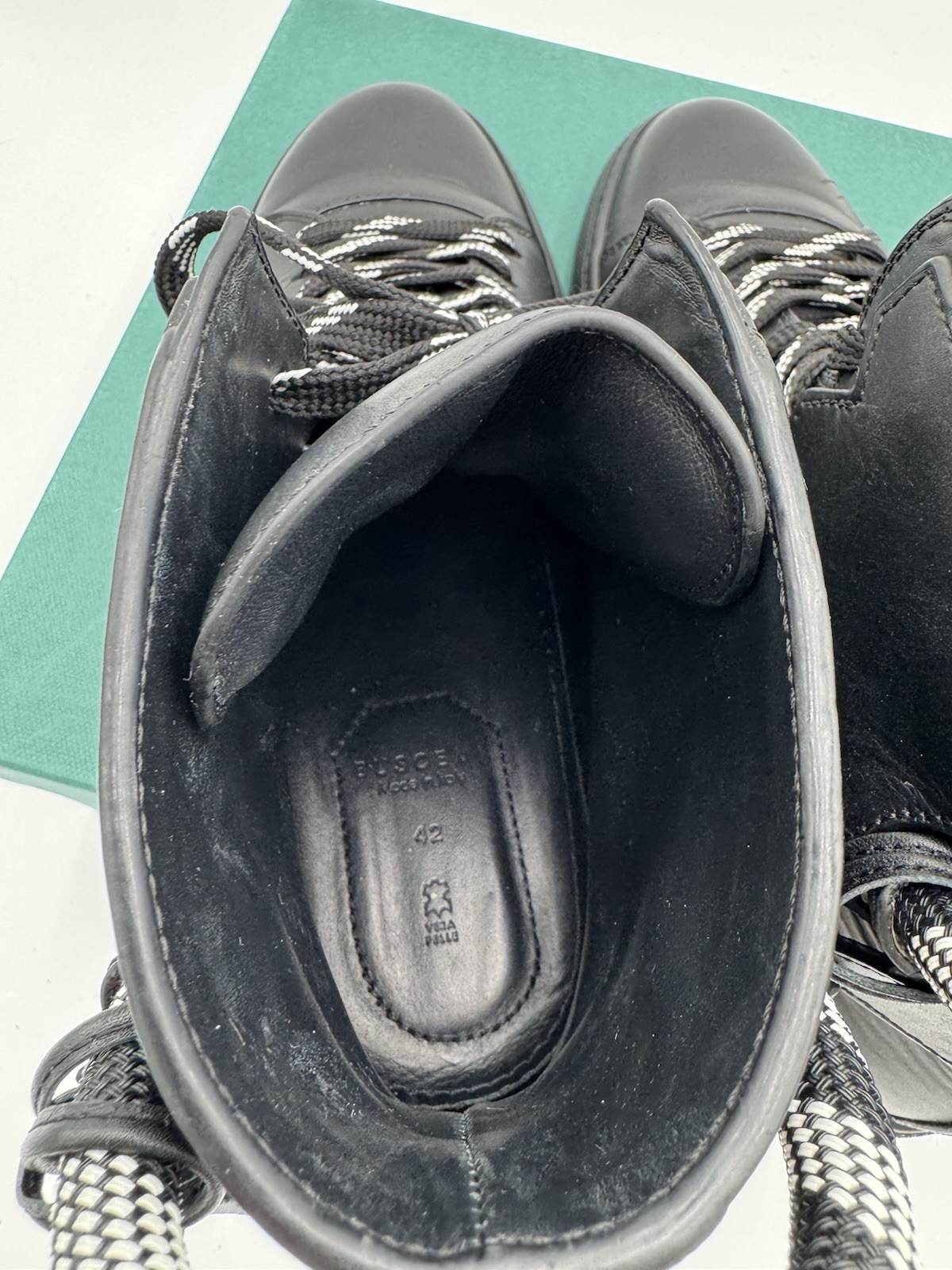 Buscemi 125MM Corda Black Leather Sneaker- Size 42 US 9