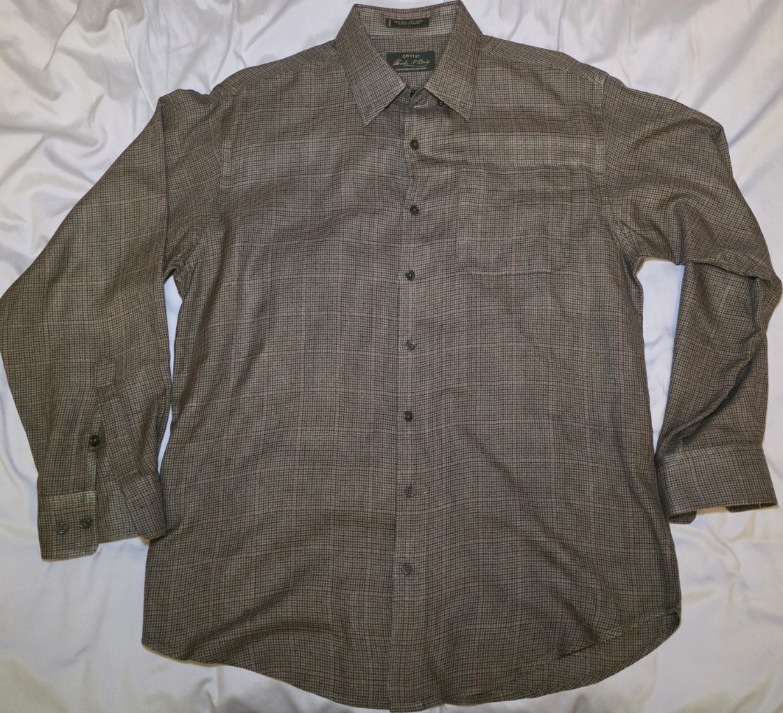 Orvis Signature Collection Classic Fit Men’s L Brown Plaid Silk Wool