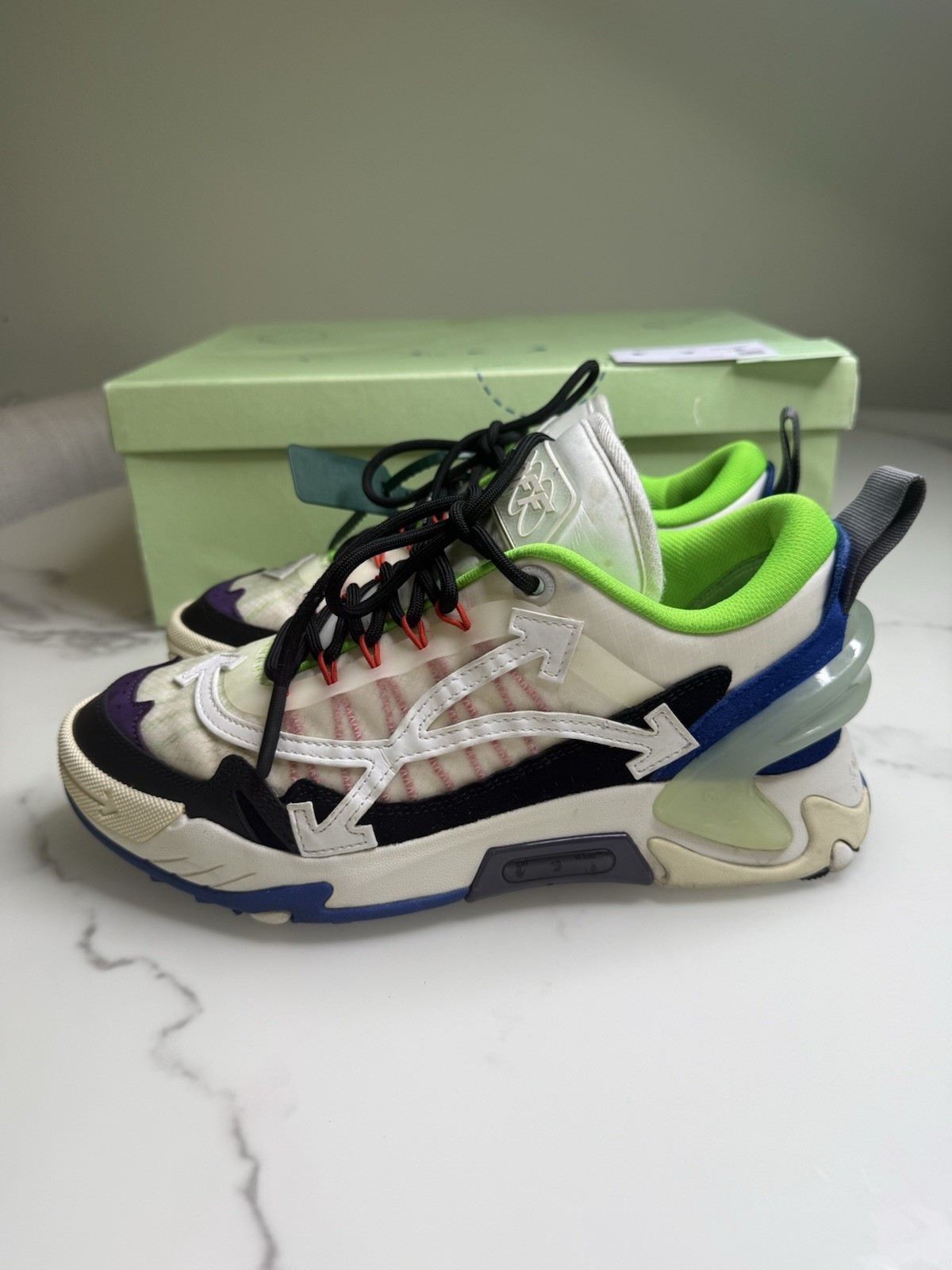 Off-White Odsy-2000 Men’s Low Top Lace-Up Athletic Sneakers White/Black/Blue