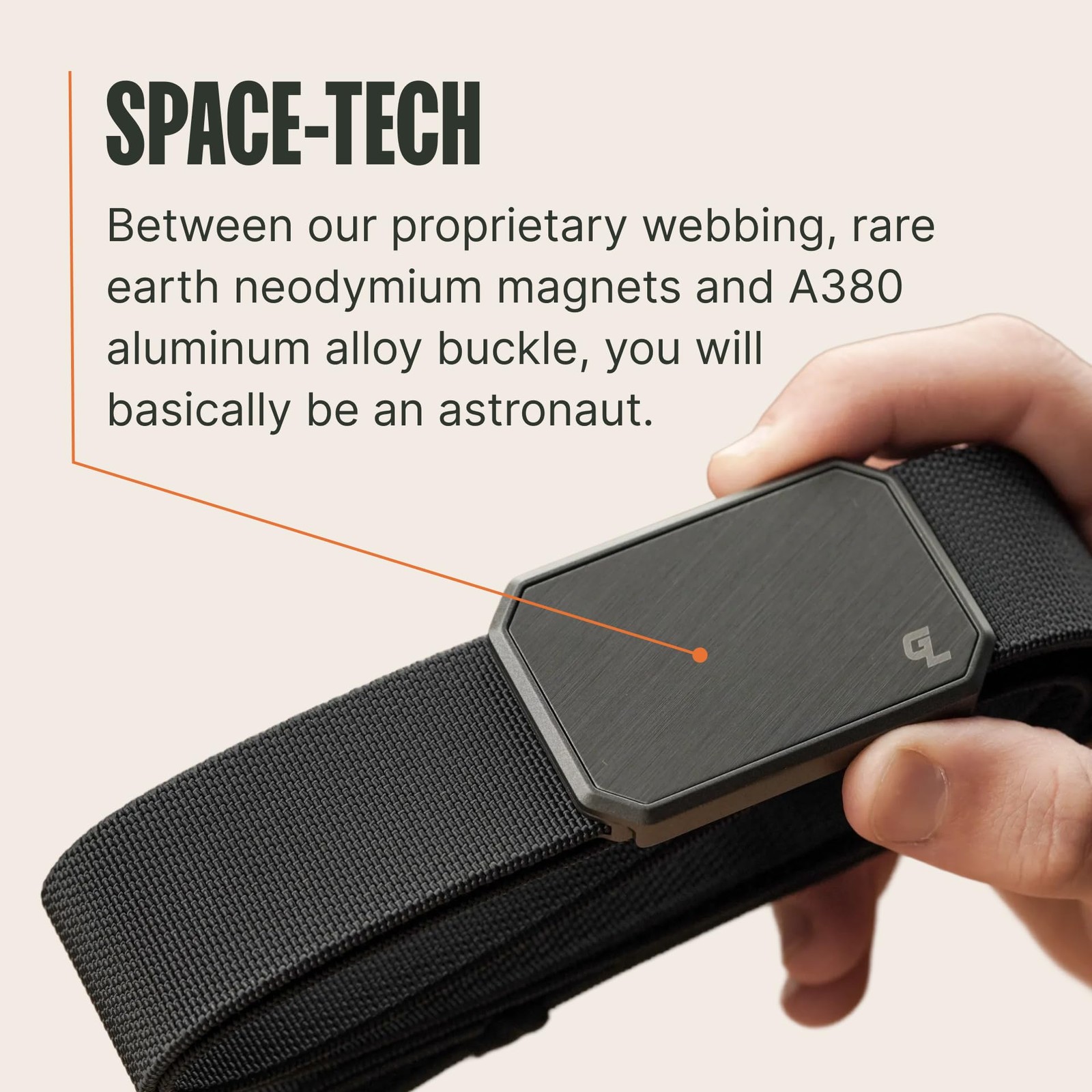 Groove Life Men’s Stretch Nylon Magnetic Belt, Black/Black, Large