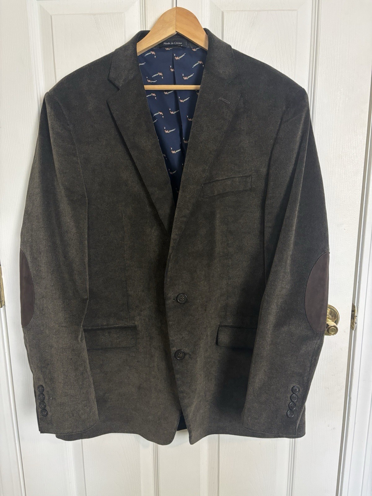 Y2K Chaps Wale Corduroy 2 Button Sport Coat Blazer Elbow Patch Pheasant 44R