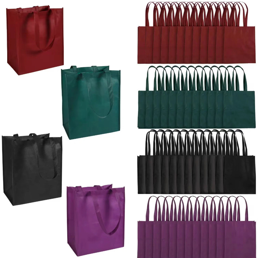 12″ x 14″ Bulk 48 Pc. Medium Jewel Tone Nonwoven Tote Bags FREESHIP USA