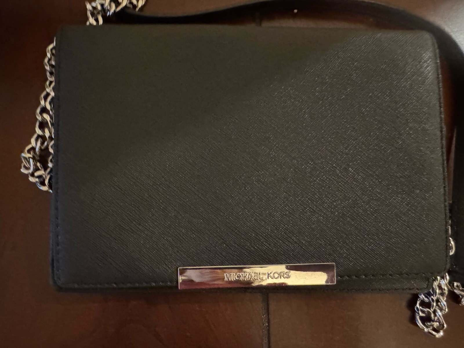 MICHAEL KORS MK Black Crossbody Evening Handbag Wallet Organizer Card Slots