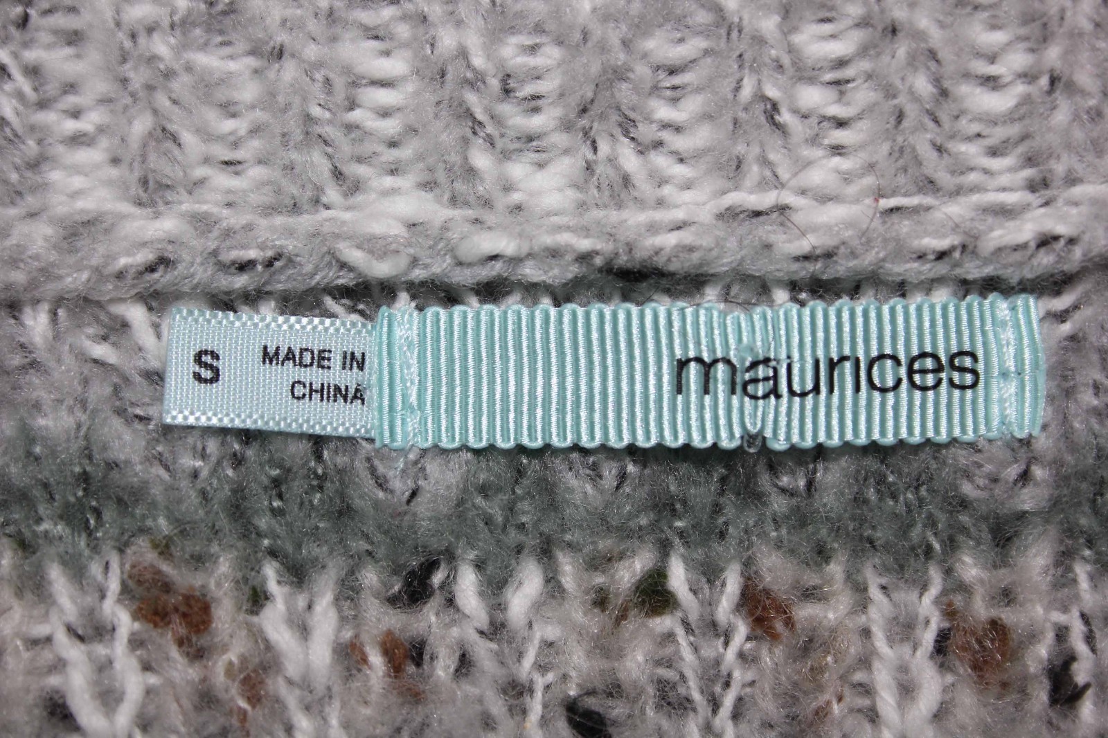 Maurices Sz S Gray White Moss Open Weave Acrylic Cotton Wool Blend Sweater
