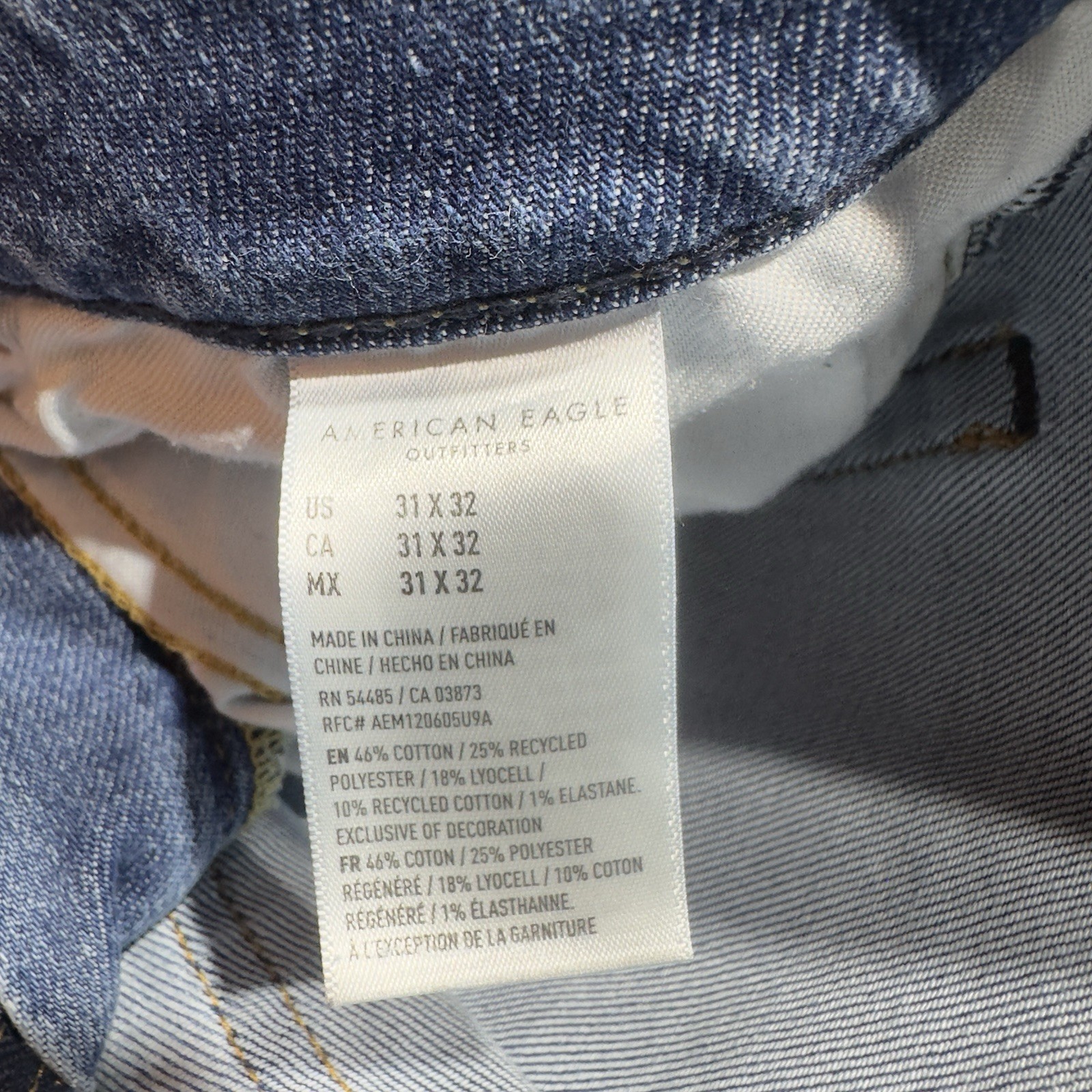 American Eagle Airflex+ Jeans Mens 31×32 Blue Stretch Waist Atheletic Skinny
