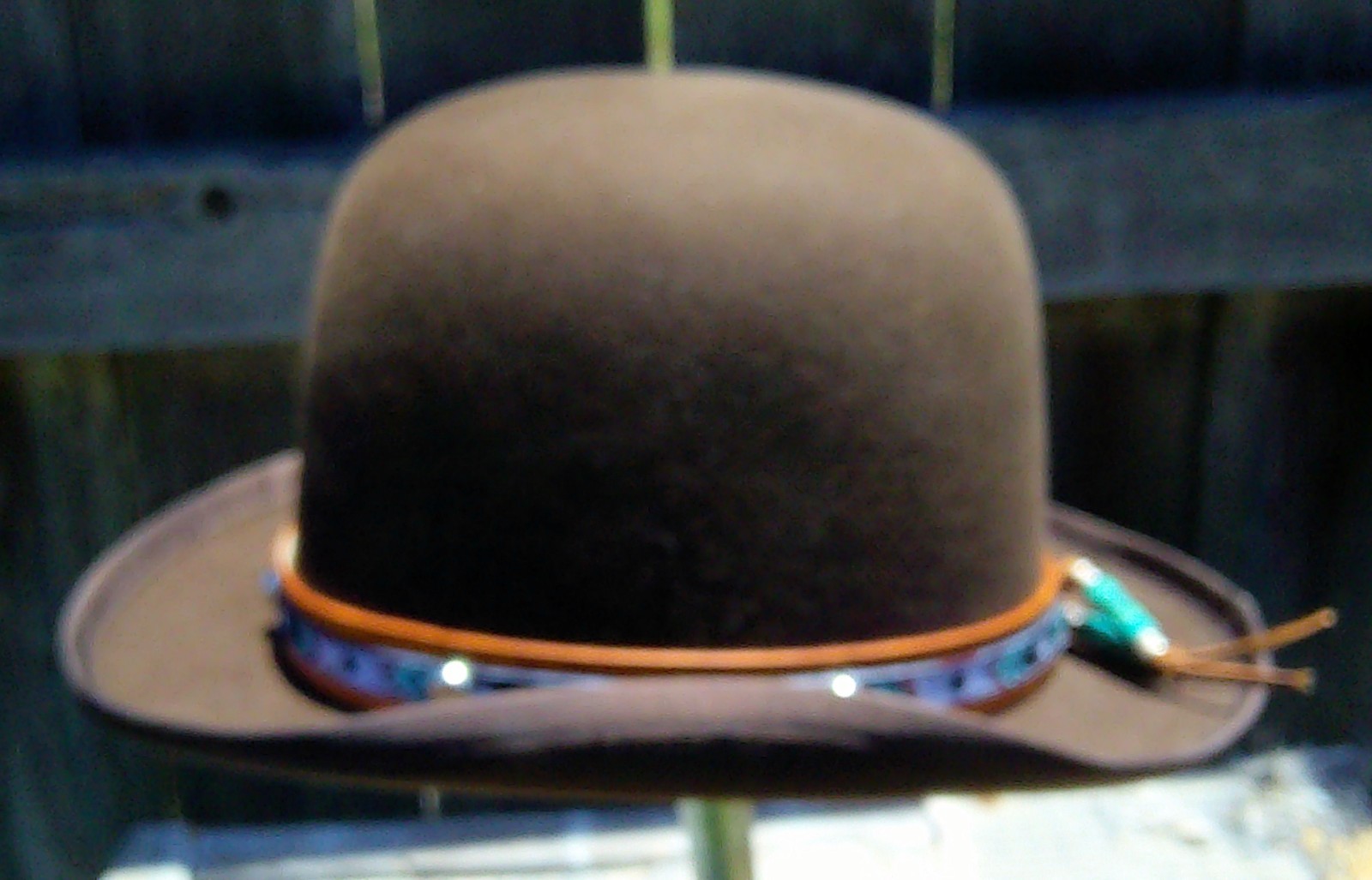 Derby, Bowler, Cowboy,Native,Stetsonian hat 7 1/2, Brown Felt, new