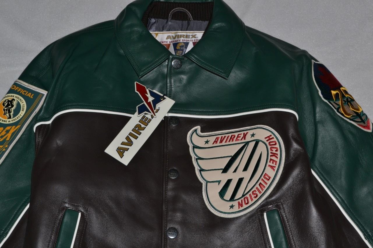 AUTHENTIC MENS AVIREX CANADIAN DIVISION JACKET BOMBER GREEN BROWN NEW ALL SIZES