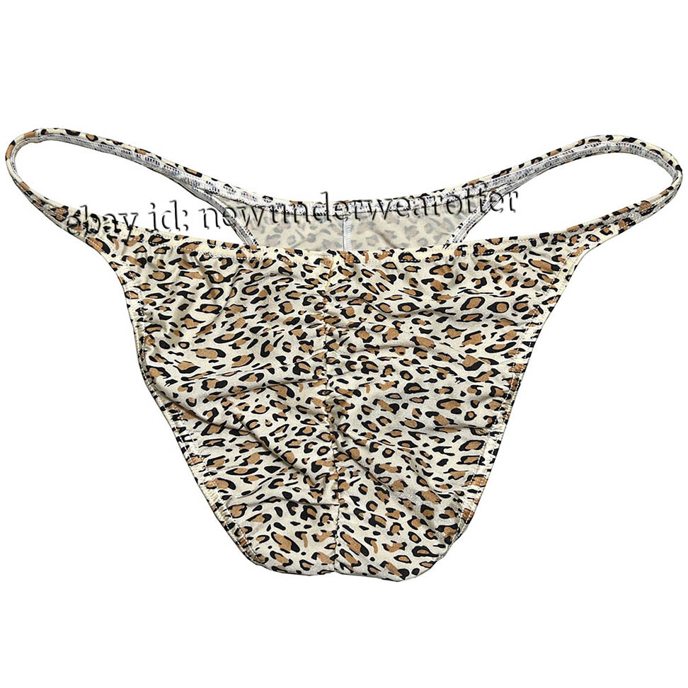 Men Leopard Bikini Briefs Underwear Bulge Pouch Panties Ruched Back Hipster Pant