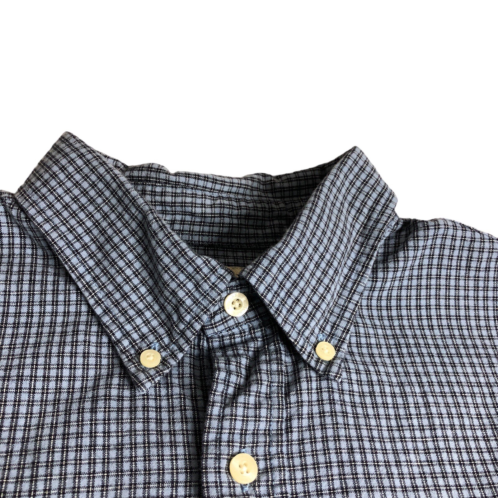 J Crew Shirt Men L Blue Plaid Short Sleeve Cotton Short Sleeve Button Y2K Preppy