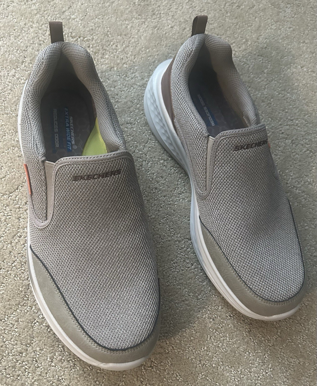 SKECHERS Streetwear Relaxed Fit Mesh Slip-On Memory Foam Gray Extra Wide 13