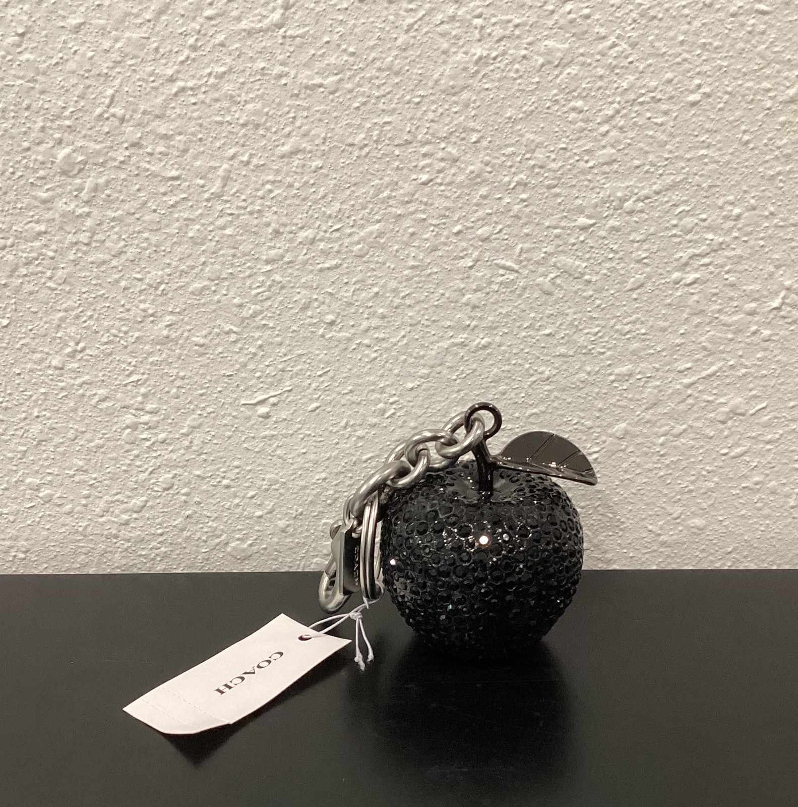 Coach Crystal Apple Black Bag Charm Keyring CCD29 2.0″ x 2.0″ Weighs 4.3 oz.