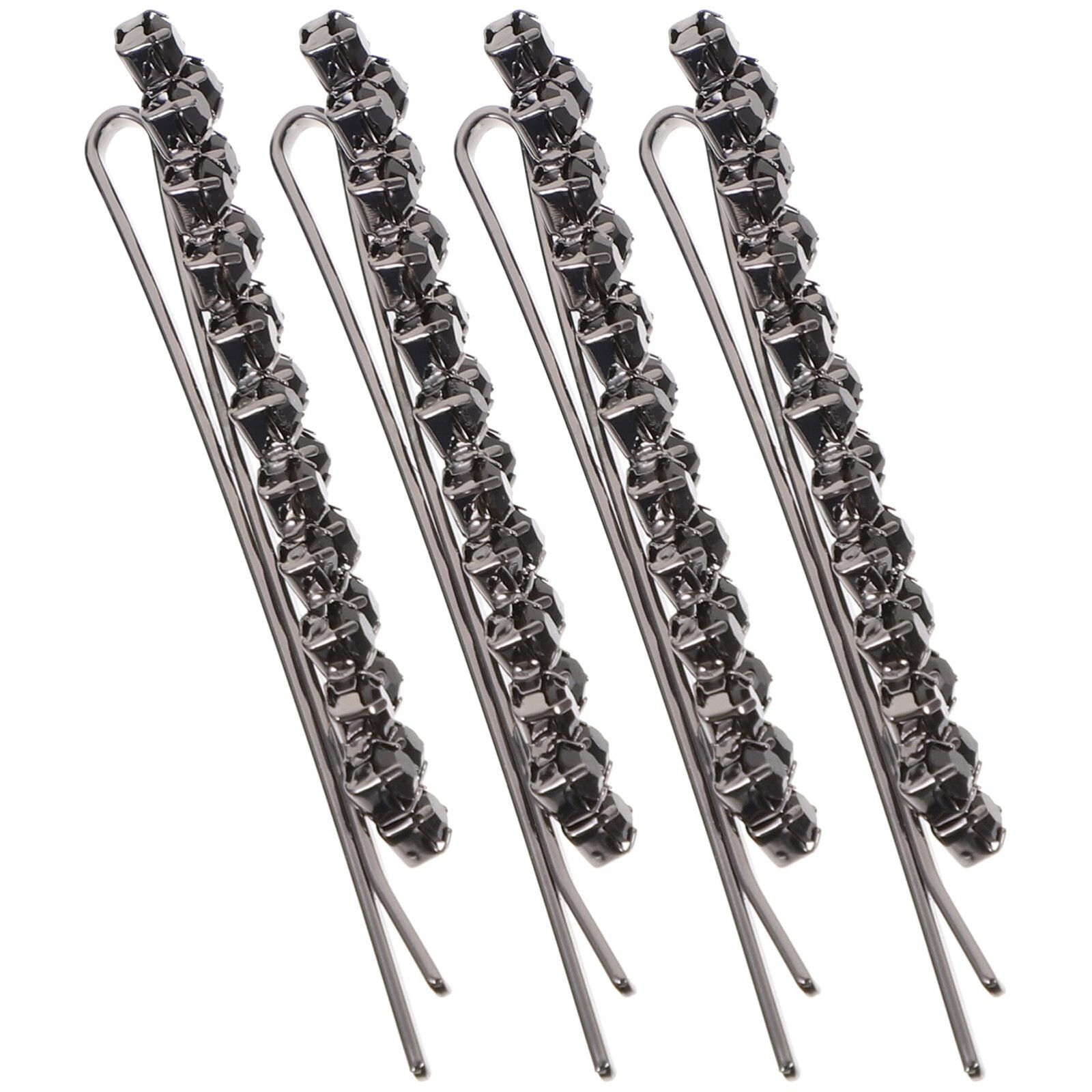 Uonlytech Hair Clips, 1 Set 2 Pairs Rhinestone 1 Count (Pack of 1), Black