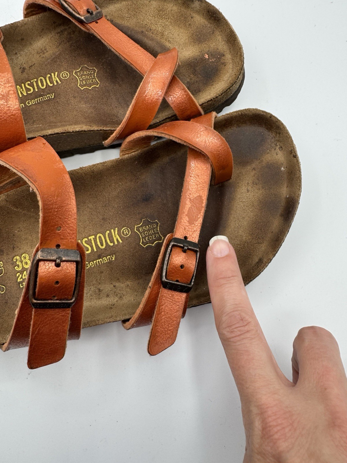 Birkenstock Mayari Copper Sandals EU 38 Regular Wide Germany Leather