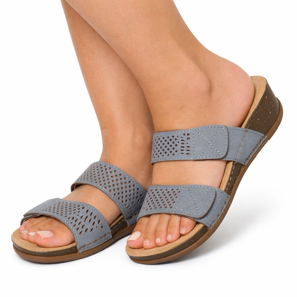 Mountain Sole By White Mountain Women’s Gray Perforated Slide Sandals Comfort