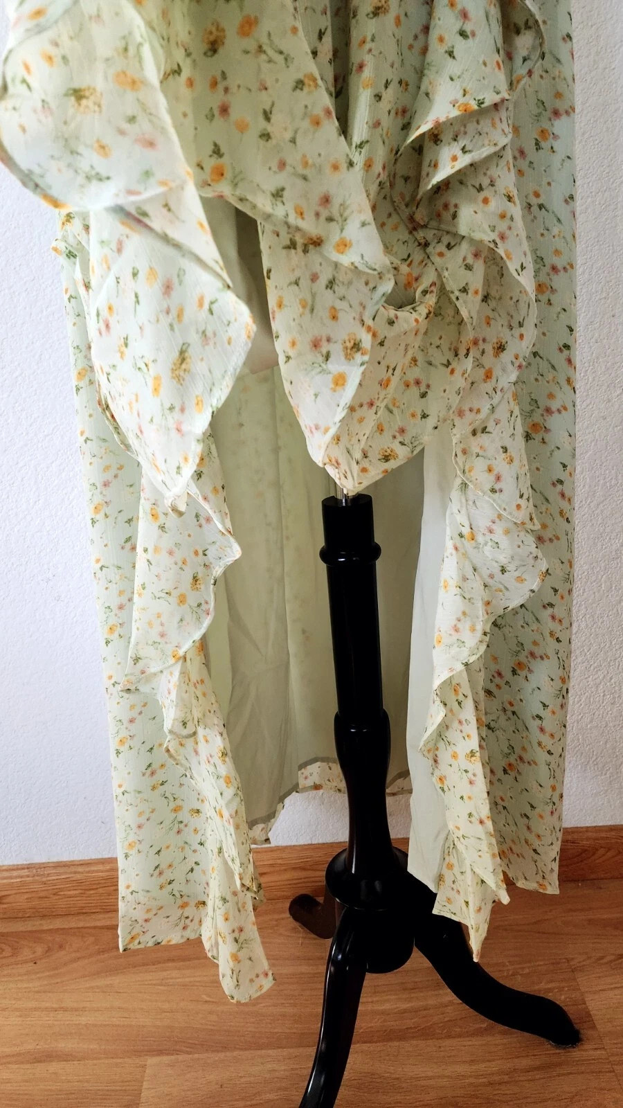 New Anthro Maxi Dress Size Small XS Floral Green Coquette Lace Up Prom Formal