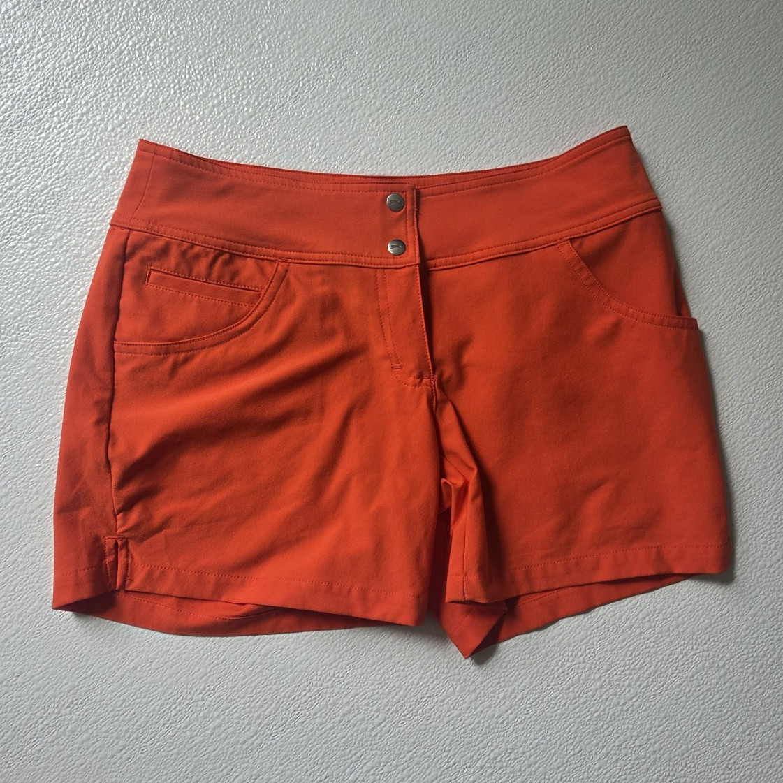 Slazenger Chino Shorts Orange Size 10 Cotton Canvas Pockets Button Closure