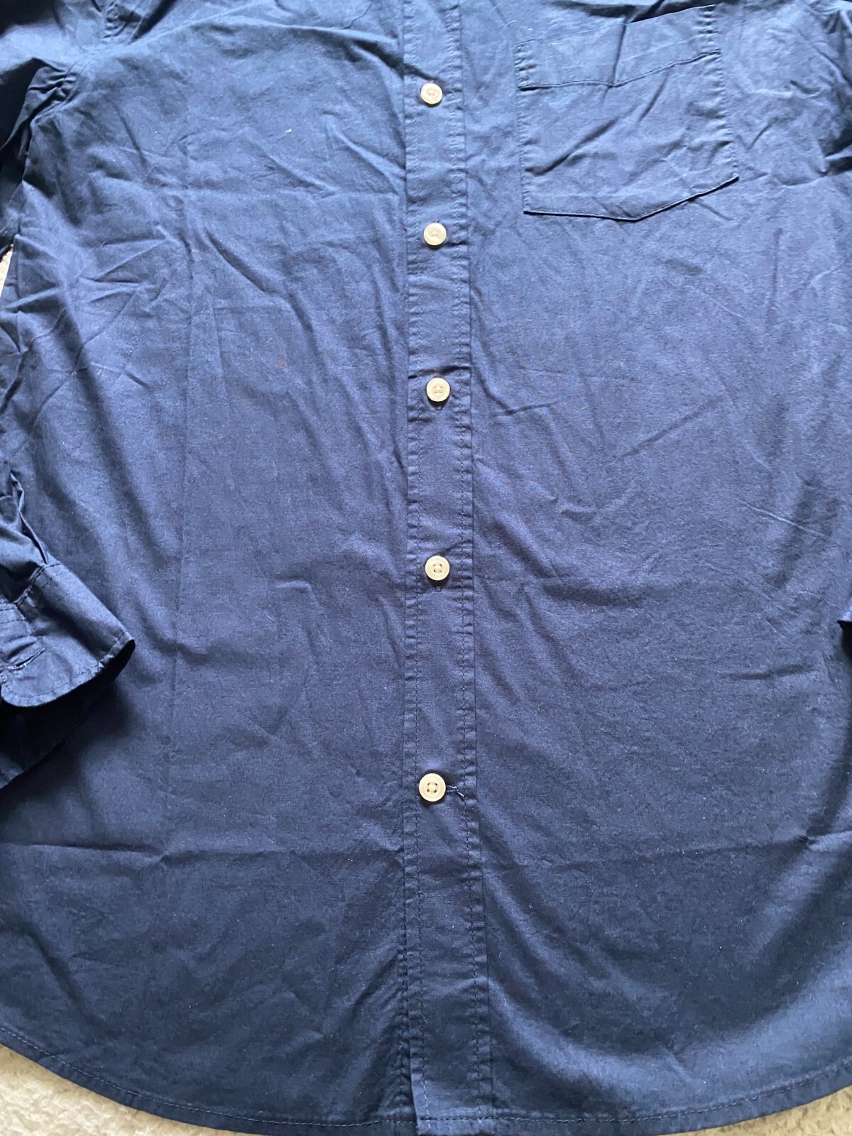 Gap Men Slim Fit Stretch Poplin Long Sleeve Button-Down Shirt Navy Size M