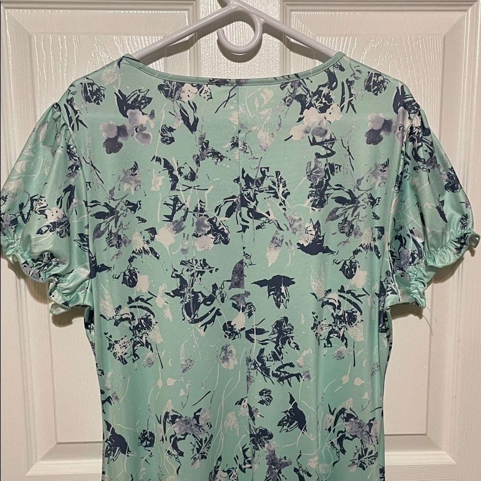 Romantic Malachite Green Floral Midi Dress Flutter Sleeve Size XL