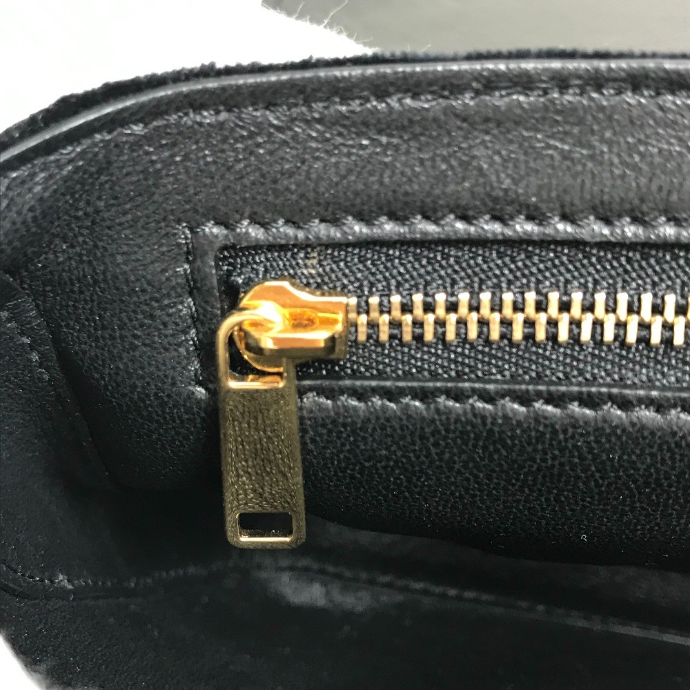 CELINE Small C Multi Beaded Chain Shoulder Bag suede Black x Multicolore