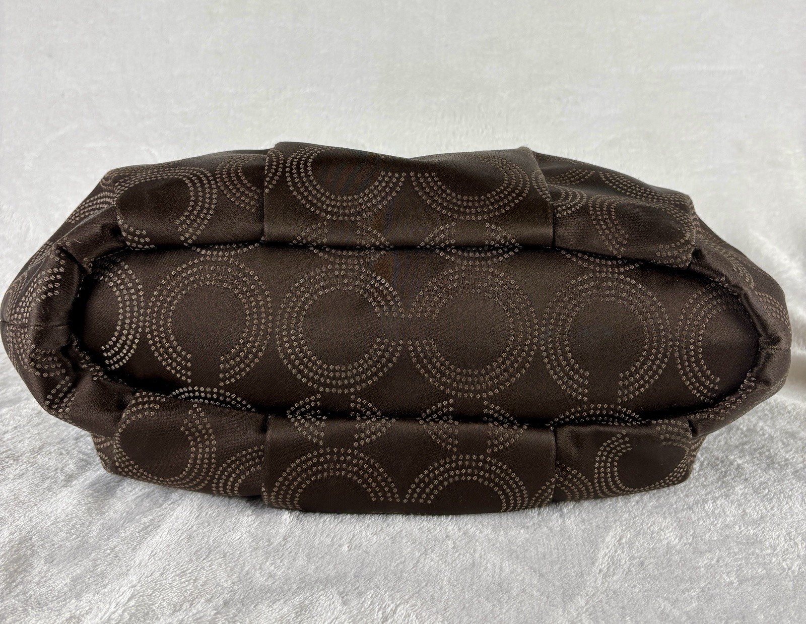 Coach Madison Dotted Op Art Sophia Satchel In Brown Sateen With Scarf