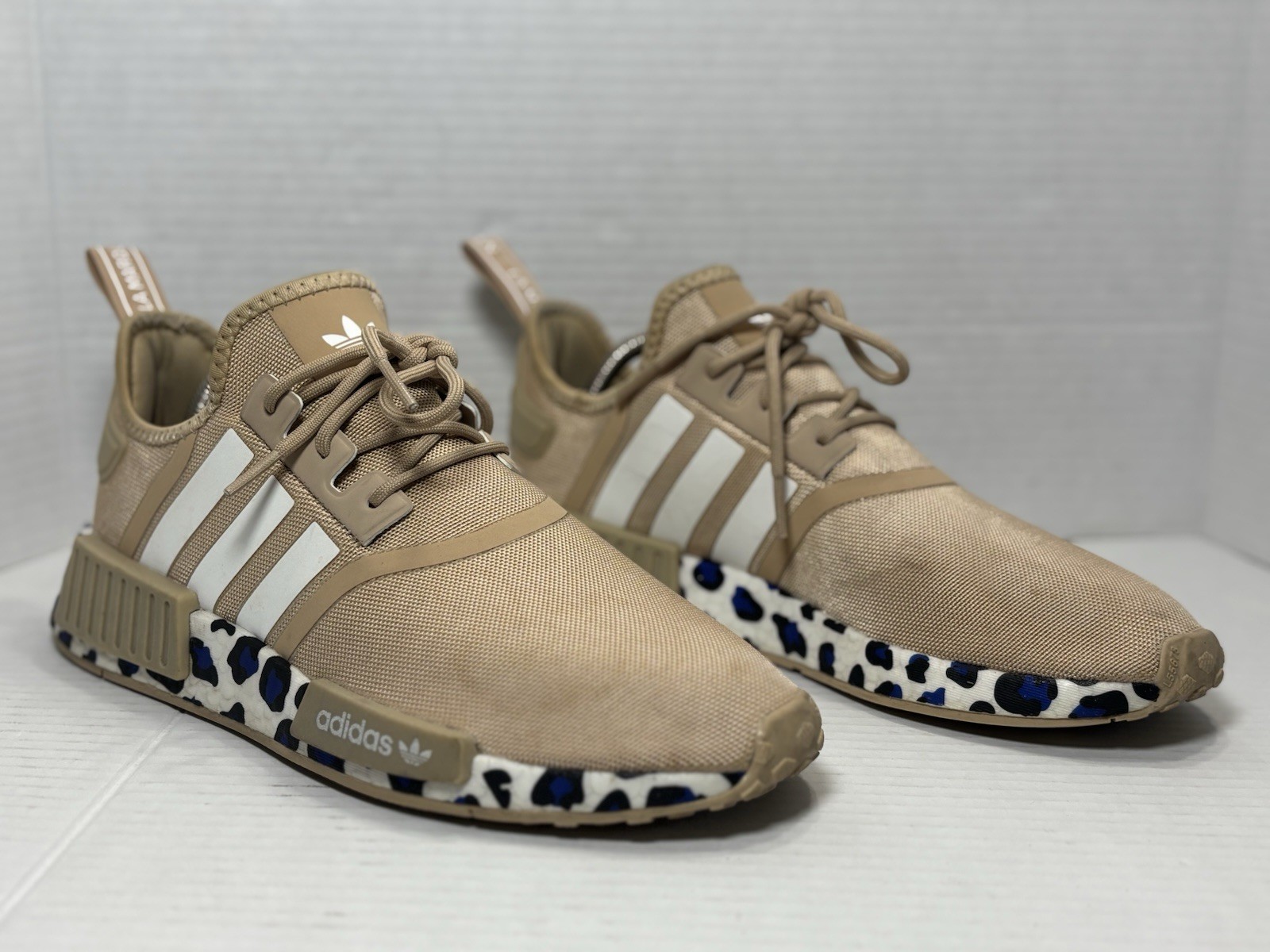 Adidas NMD_R1 Women’s 9.5 Pale Nude Leopard Boost GZ8025 Fashion Running Shoes