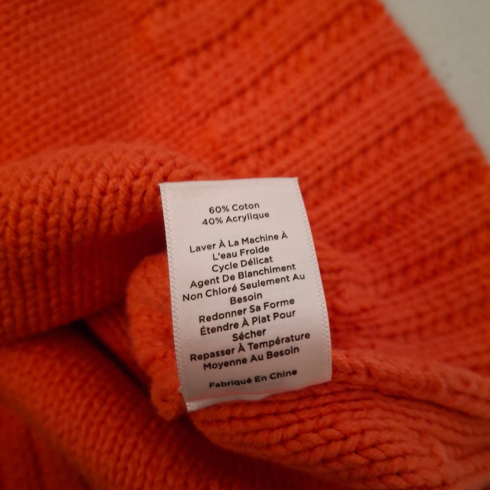 Talbots Women Orange Crew Neck Cable Knit Sweater Cotton Acrylic Blend Size M