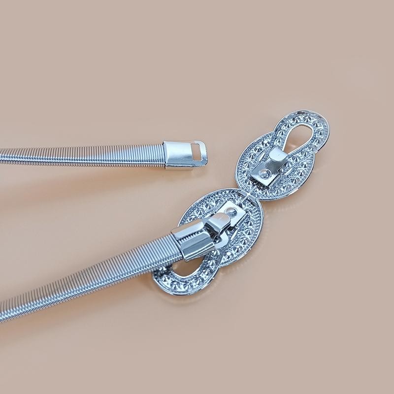 Elegant Gold Chain Belt for Women Adjustable Waist Stretch Metal Dress Belt