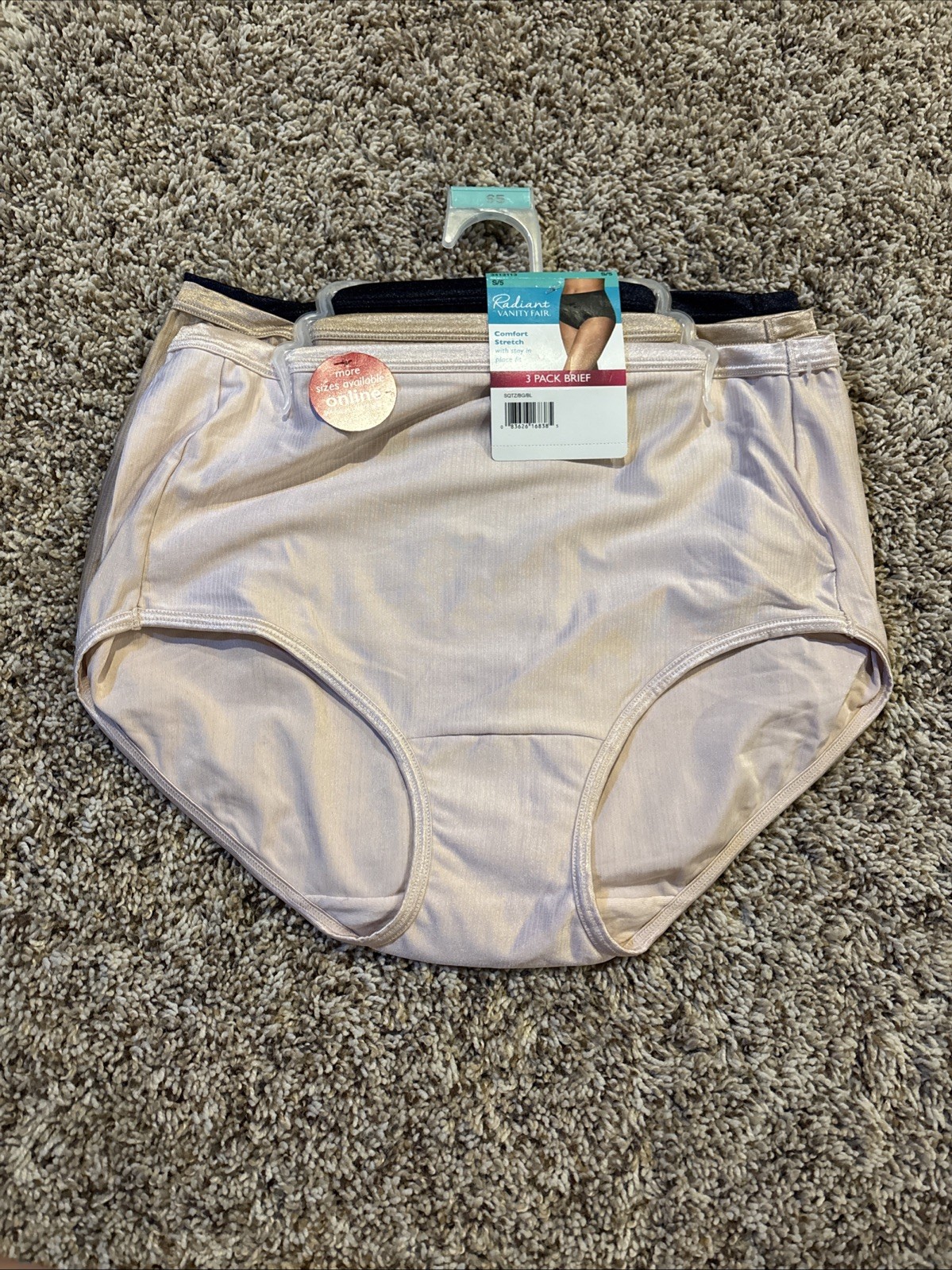 Vanity Fair Radiant Collection Comfort Stretch 3 Pack Brief Underwear Small