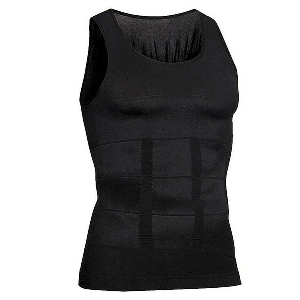 Mens Slimming Body Shaper Belly Chest Compression Vest Girdle T-Shirt Tank Top