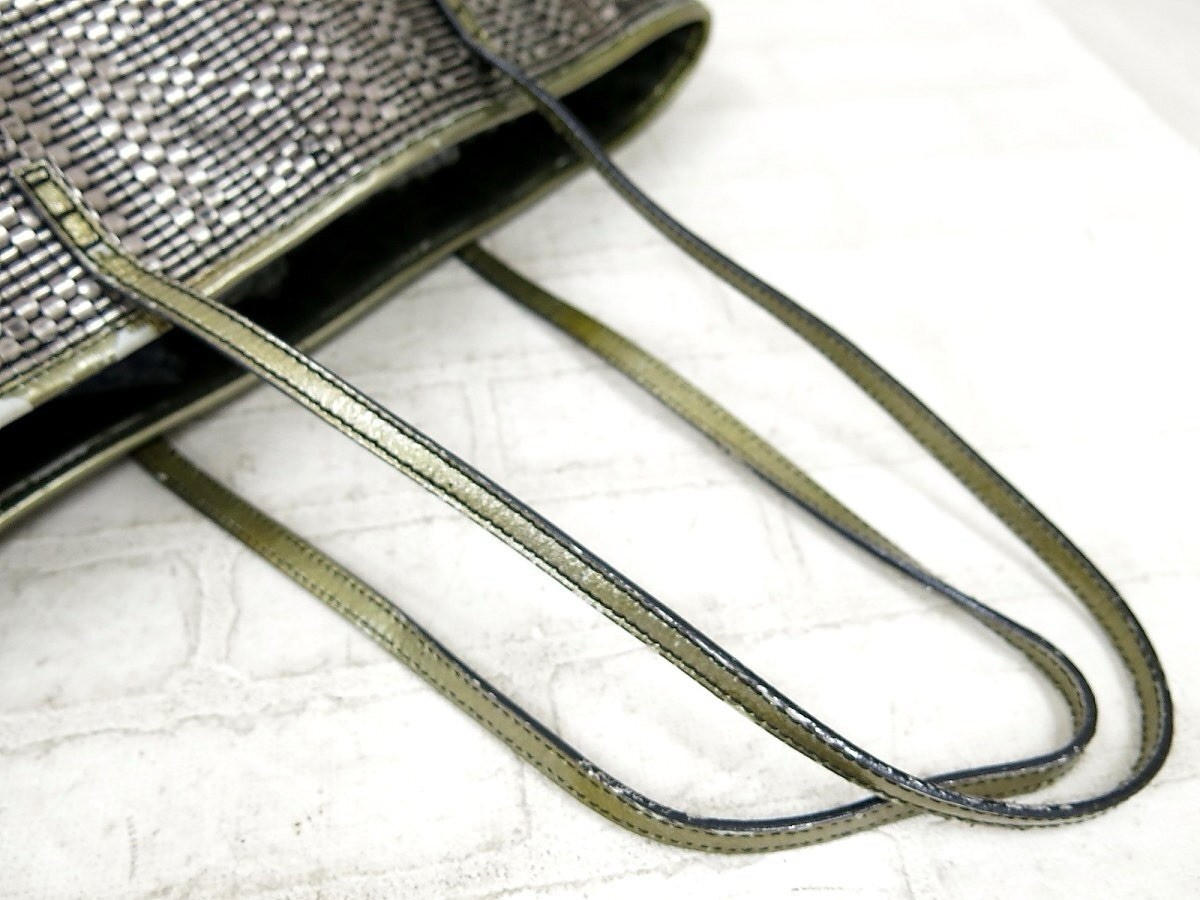 FENDI FF Zucca Monogram Woven Metallic Silver ITALY Shopper Shoulder Bag 🩷