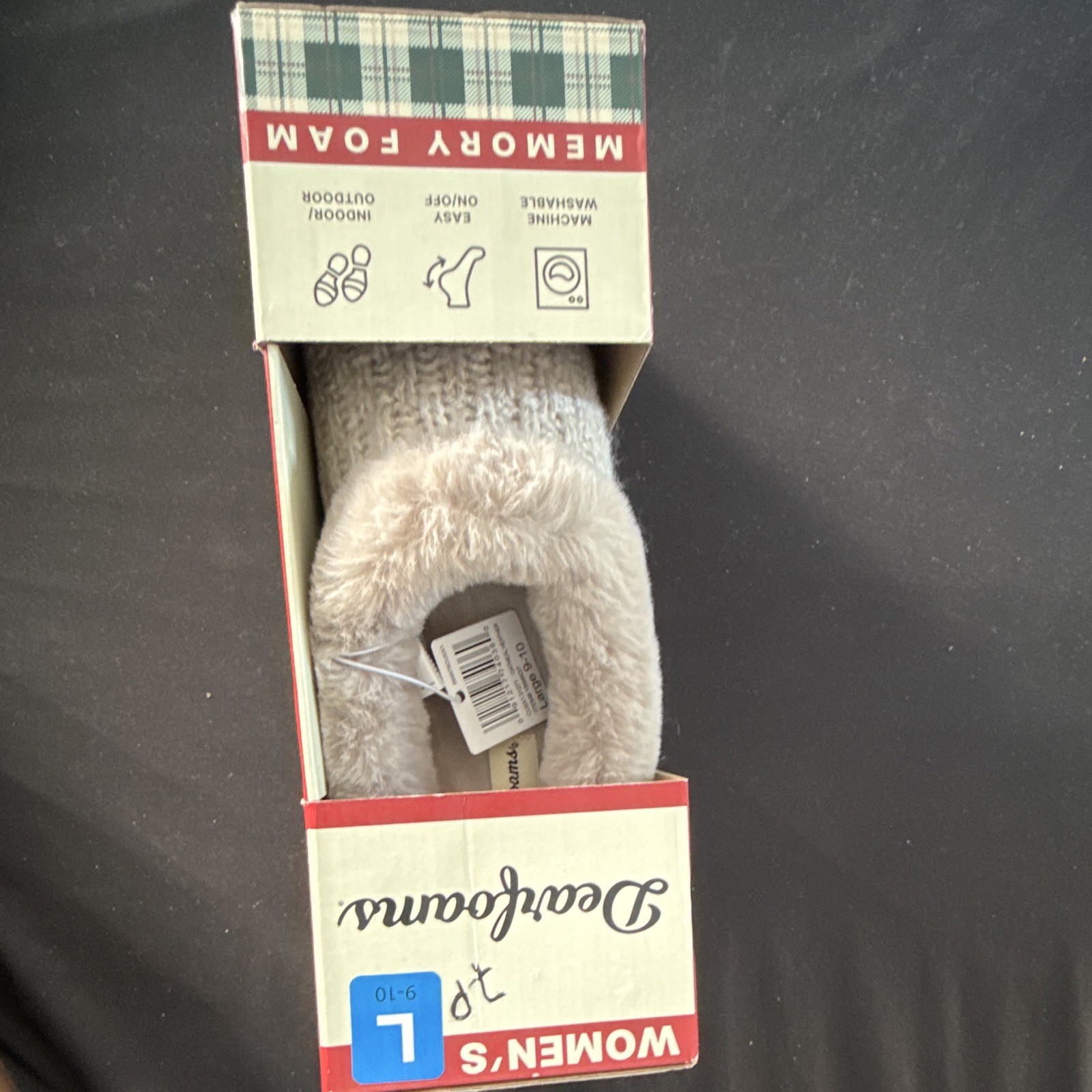 Dearfoams Memory Foam Machine Washable Knit Slip-On Slippers Oatmeal 9-10