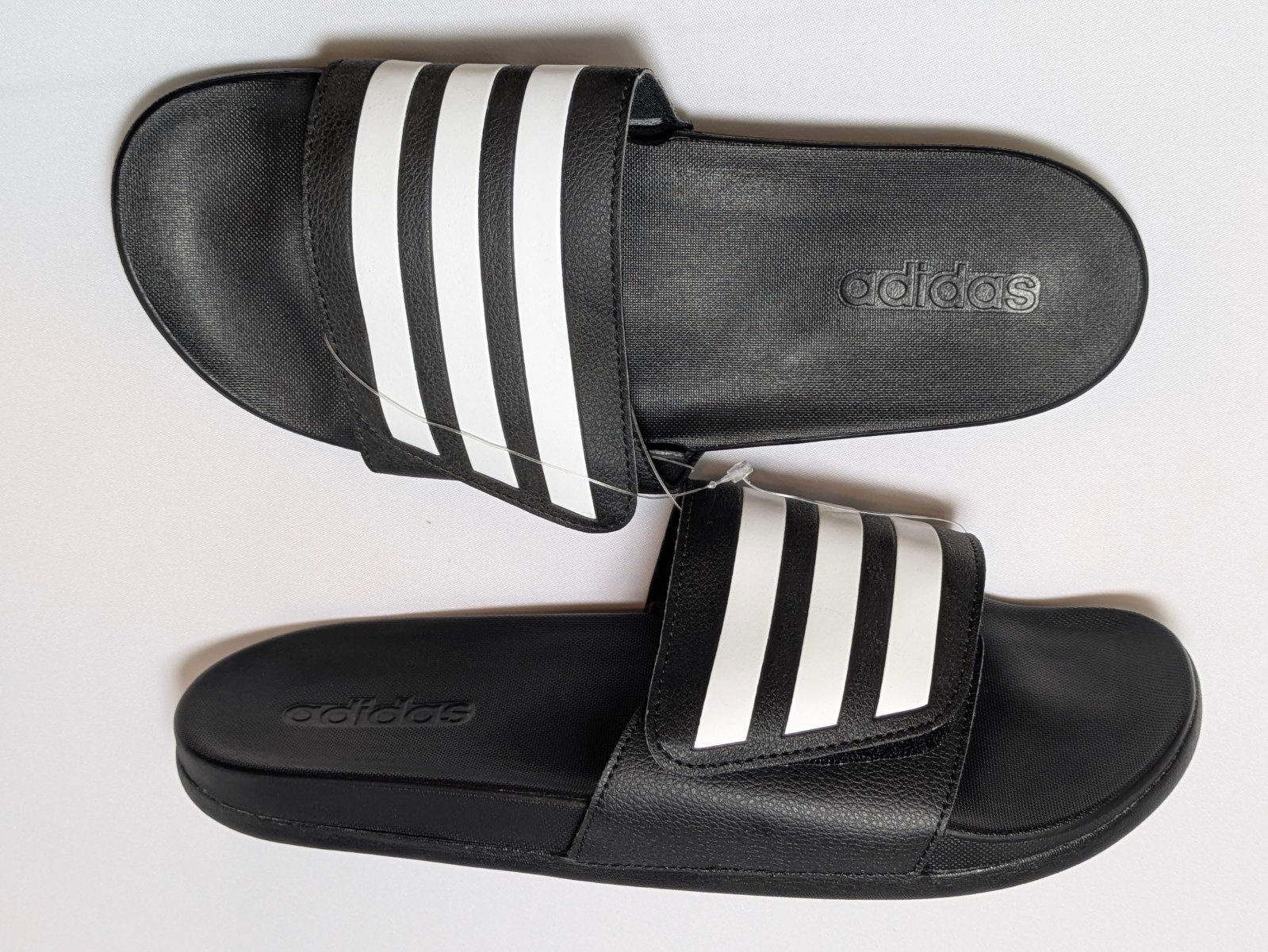 adidas Adilette Comfort ADJ Adjustable Men’s Slides Black White Striped New