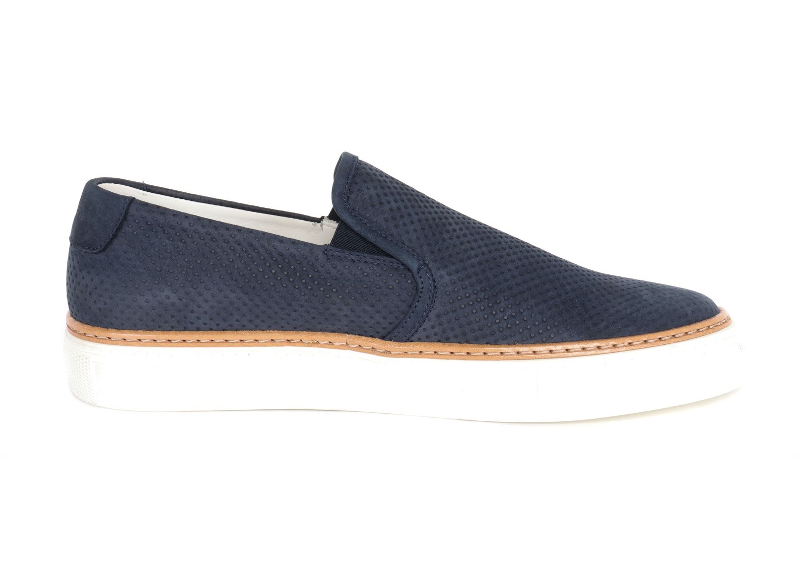 NWT CORNELIANI SLIP-ON SNEAKERS ID navy blue nabuck luxury Italy EU 7 1/2