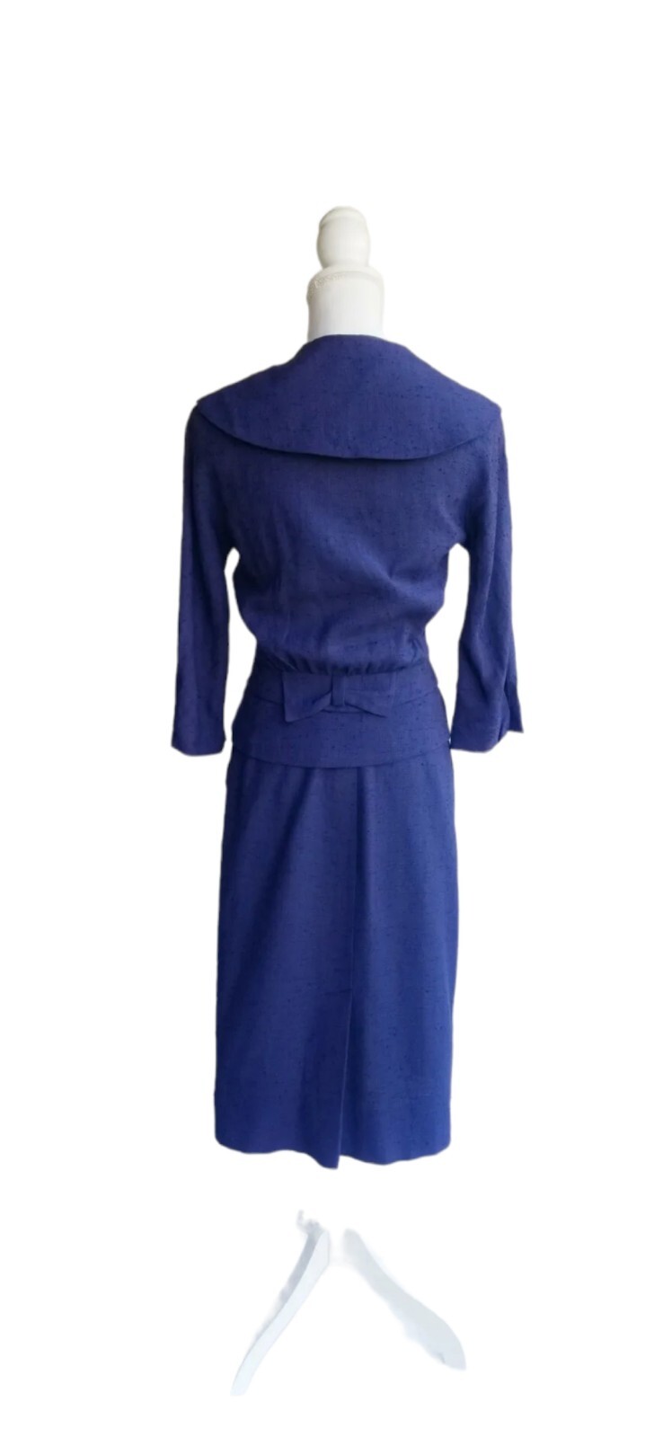 Vintage 50s Spring Suit Small 1950s BETTY ROSE Blue Cotton Jacket Pin Up