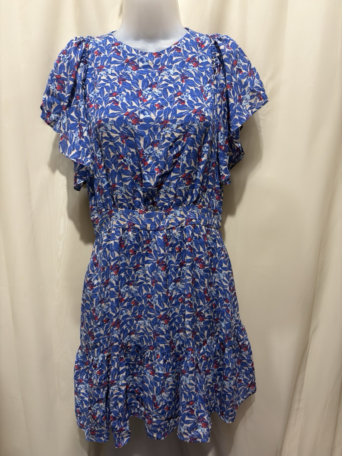 Tanya Taylor Silk Blue Floral Dress Size 4