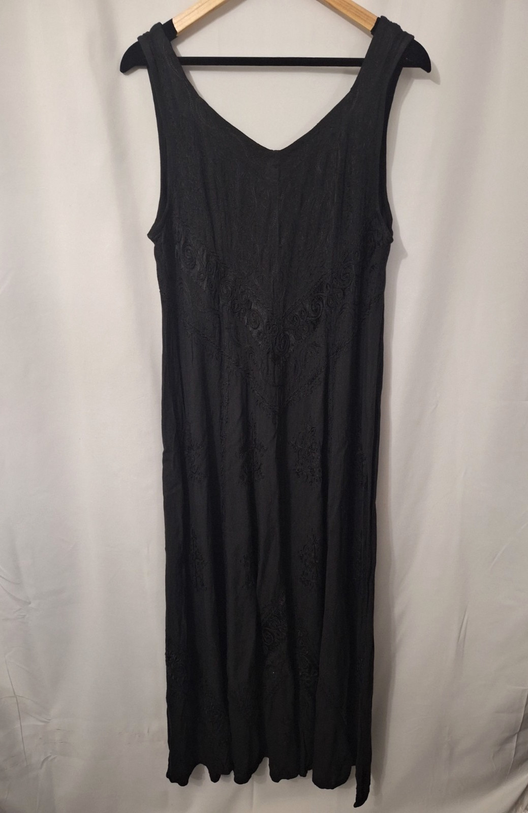 Holyclothing Embroidered Boho Maxi Dress Sz XL/1X Black Whimsigoth Cottagecore