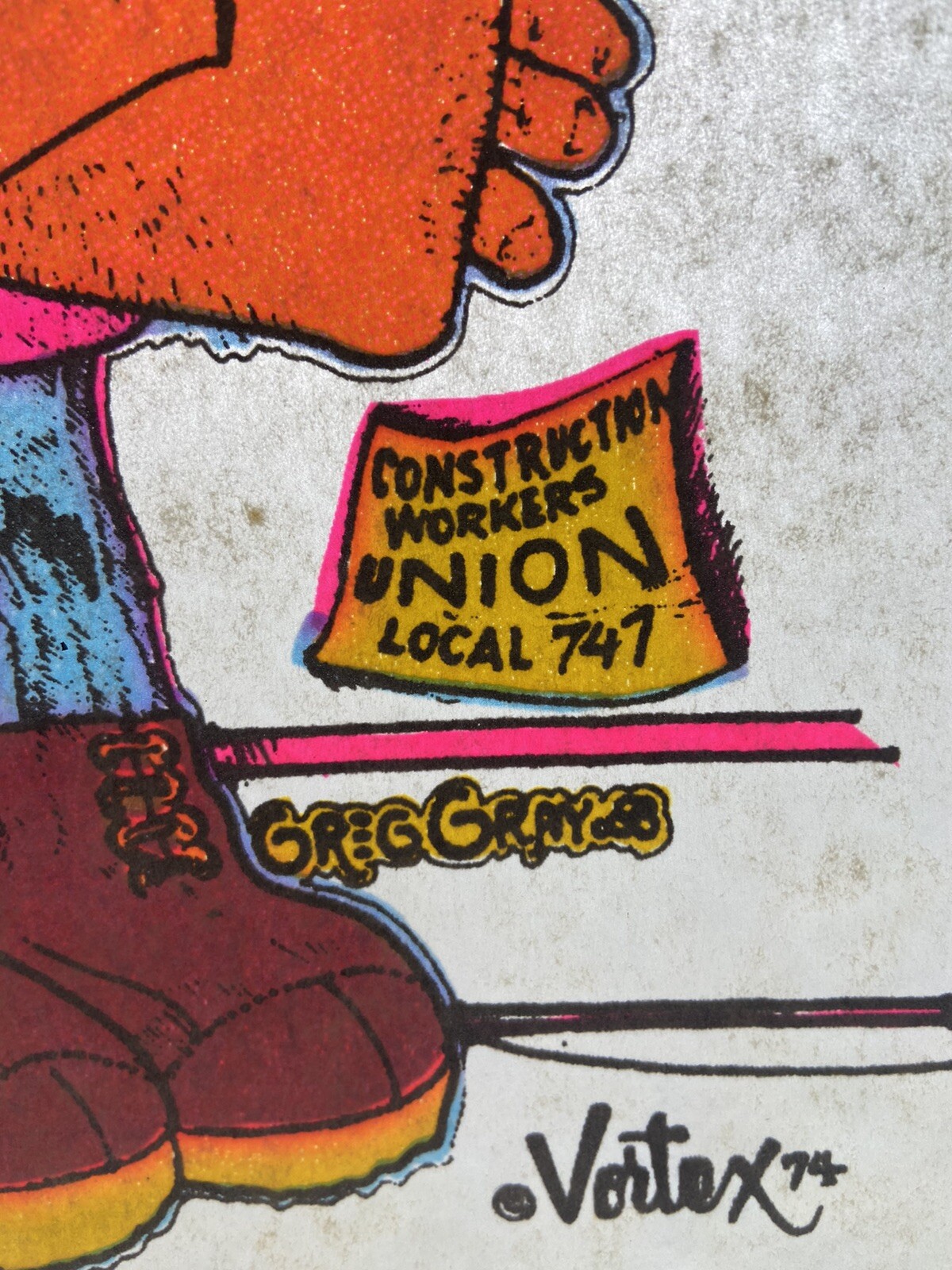 Construction Union Worker ￼Vintage Heat Transfer Iron On Original