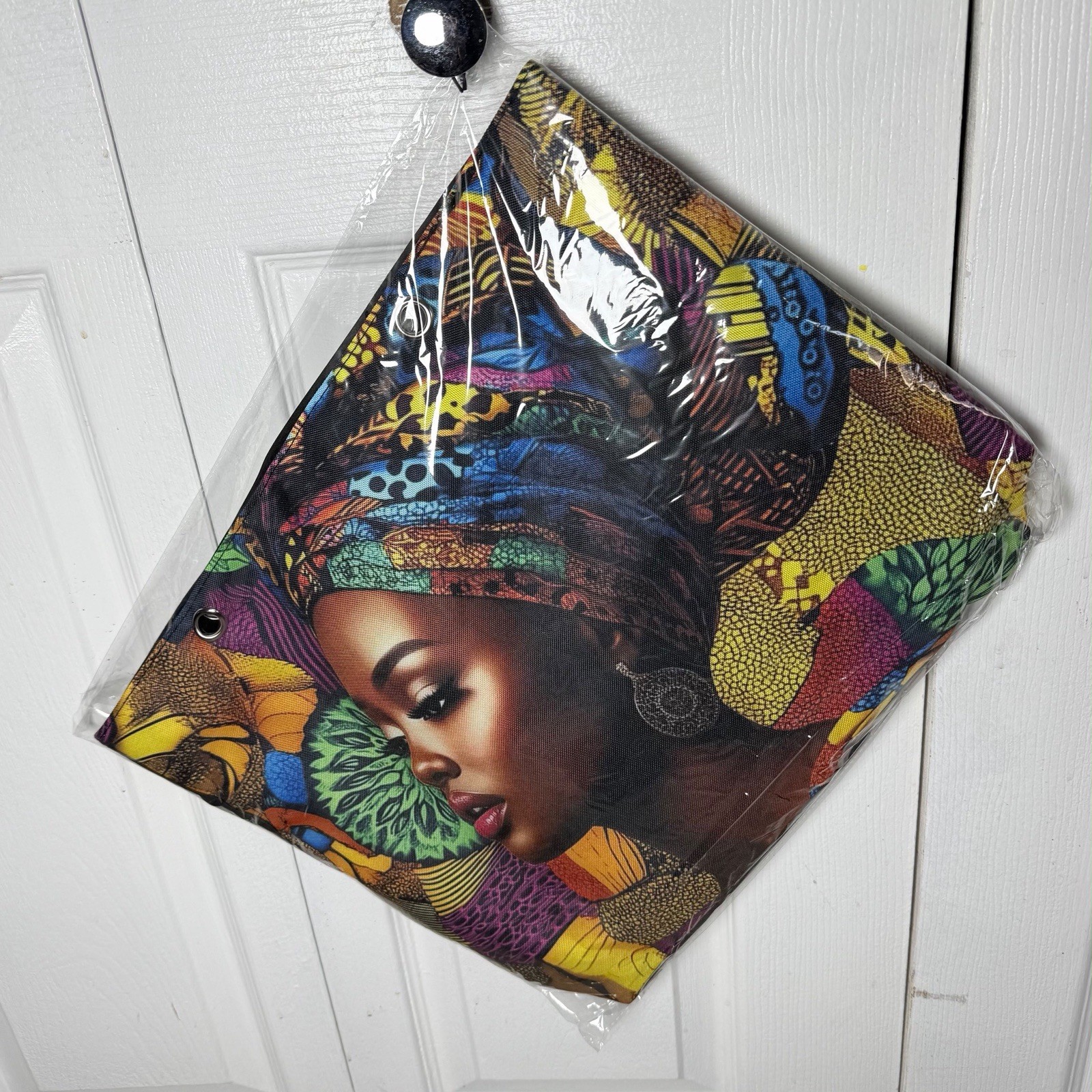 Women’s Multicolor Graphic Print Tote w/ White Rope Handles Pouch Lined Pockets