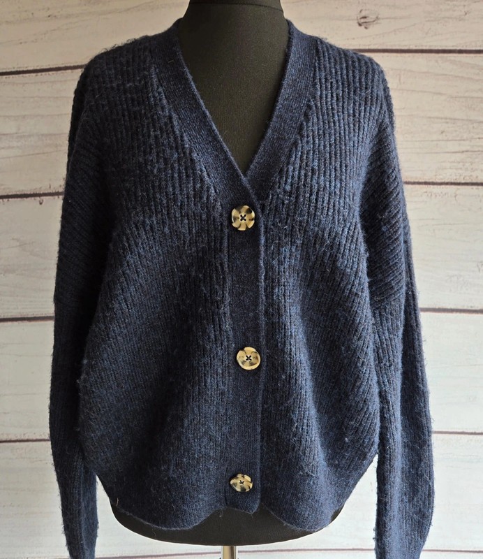 Joules “Samantha” Navy Wool Blend Cardigan | Size 14 | Cottagecore Aesthetic
