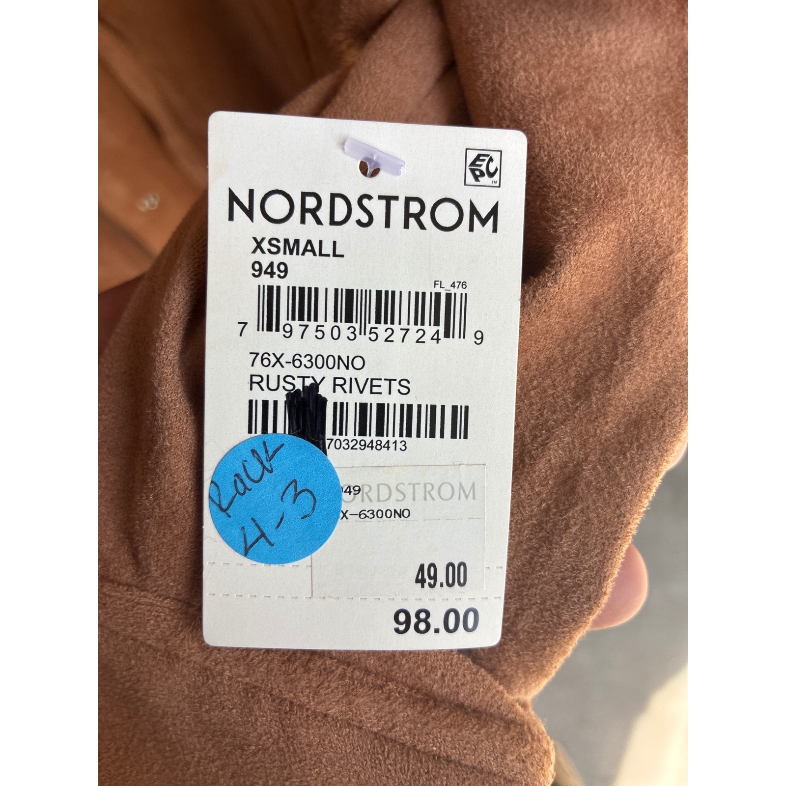 BlankNYC Rusty Rivets Faux Suede Shacket Tan Brown XS 76X-6300NO
