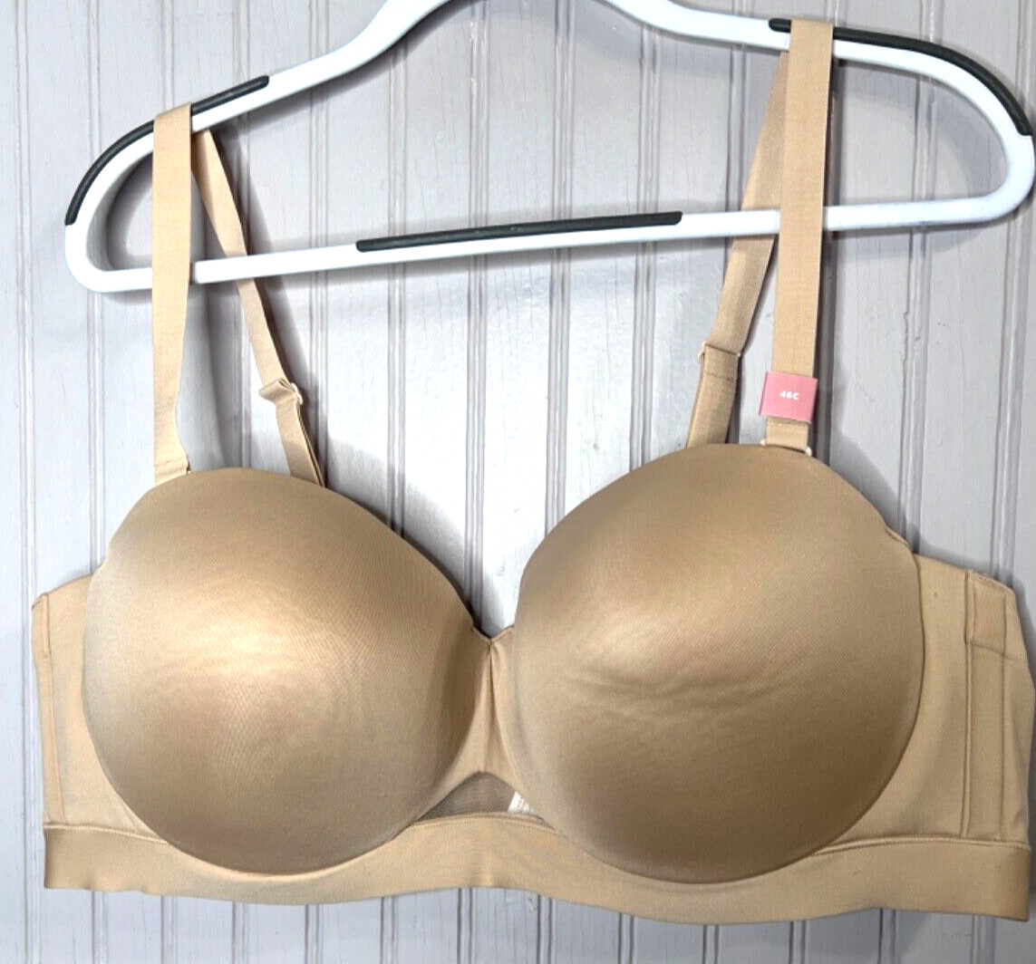 Cacique Women STRAPLESS BRA 46C Beige Comfort Bliss Multiway Straps WIRE NEW
