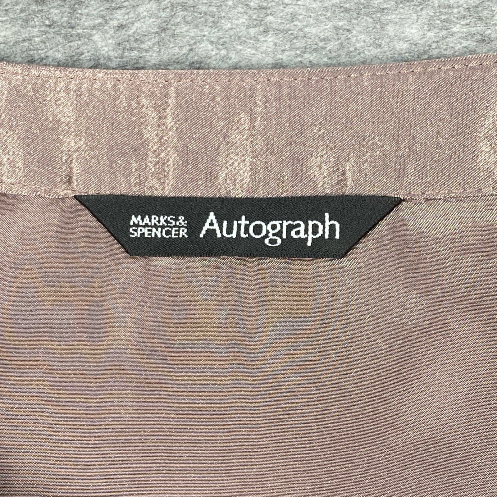 M&S Autograph Size 12 Taupe skirt Lined Lace outer with Embroidery length 27in