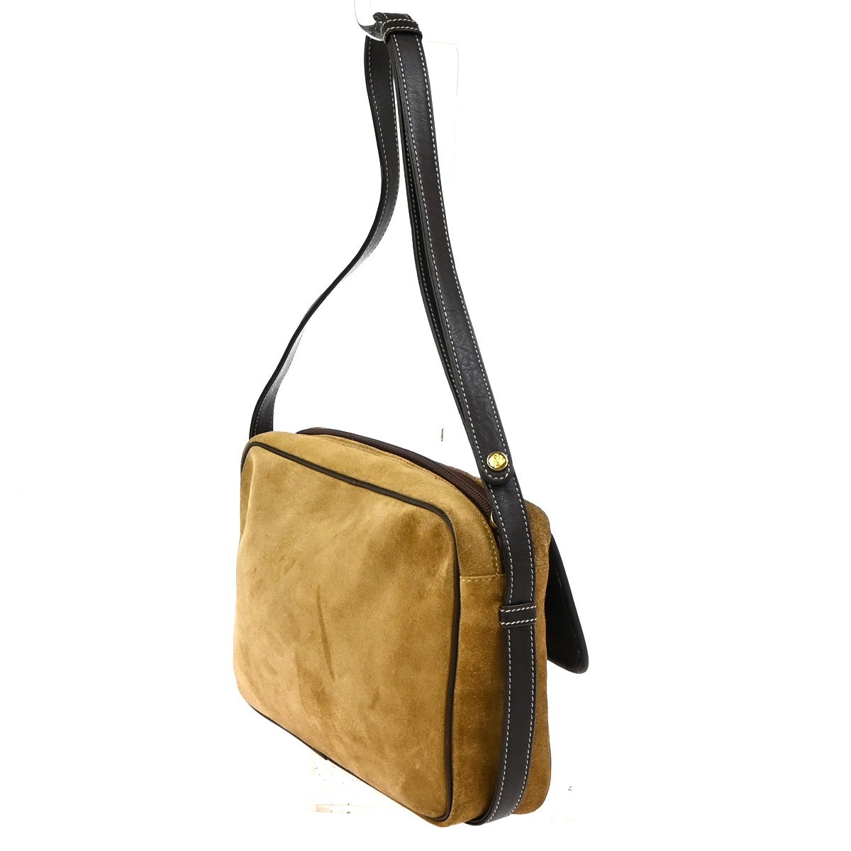 LOEWE Logo Anagram Shoulder Hand Bag Suede Leather Brown GHW 35YJ077