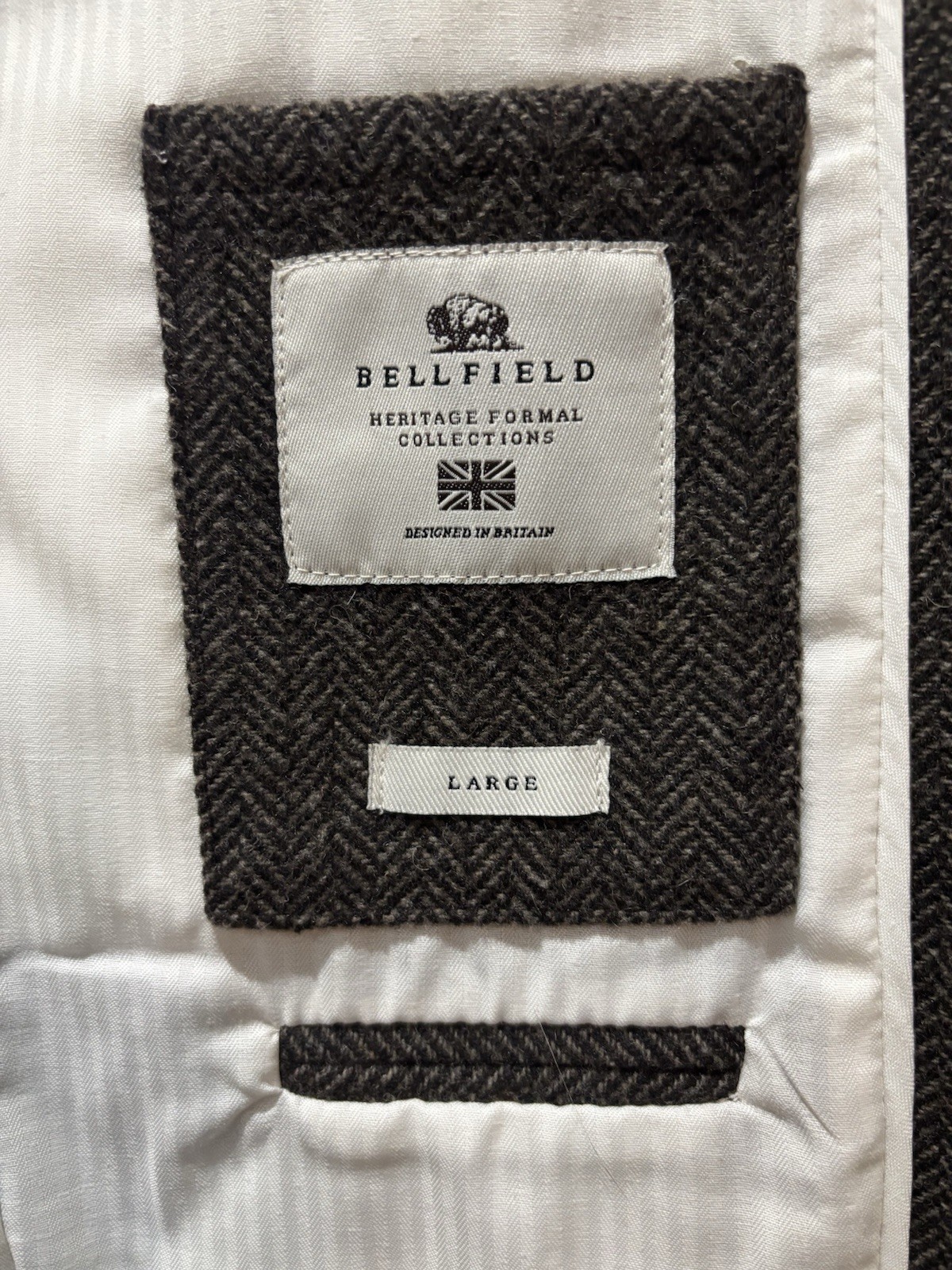 Bellfield Ayal 3 Button Herringbone Blazer Jacket Brown Wool Classic Preppy NWT