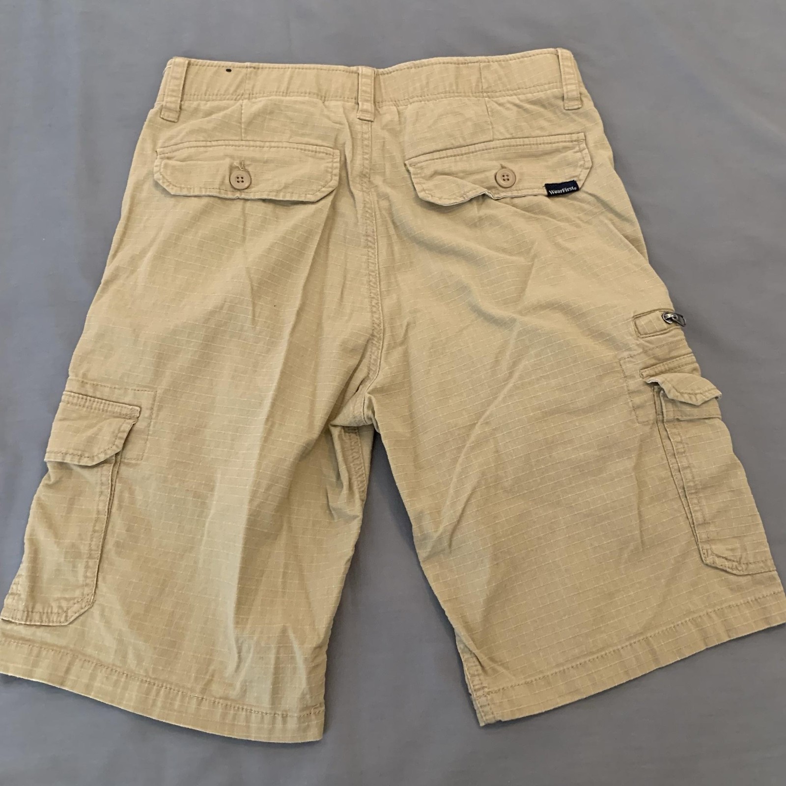 Wearfirst Cargo Shorts Mens 32 Beige Stretch Canvas Utility Pockets Travel
