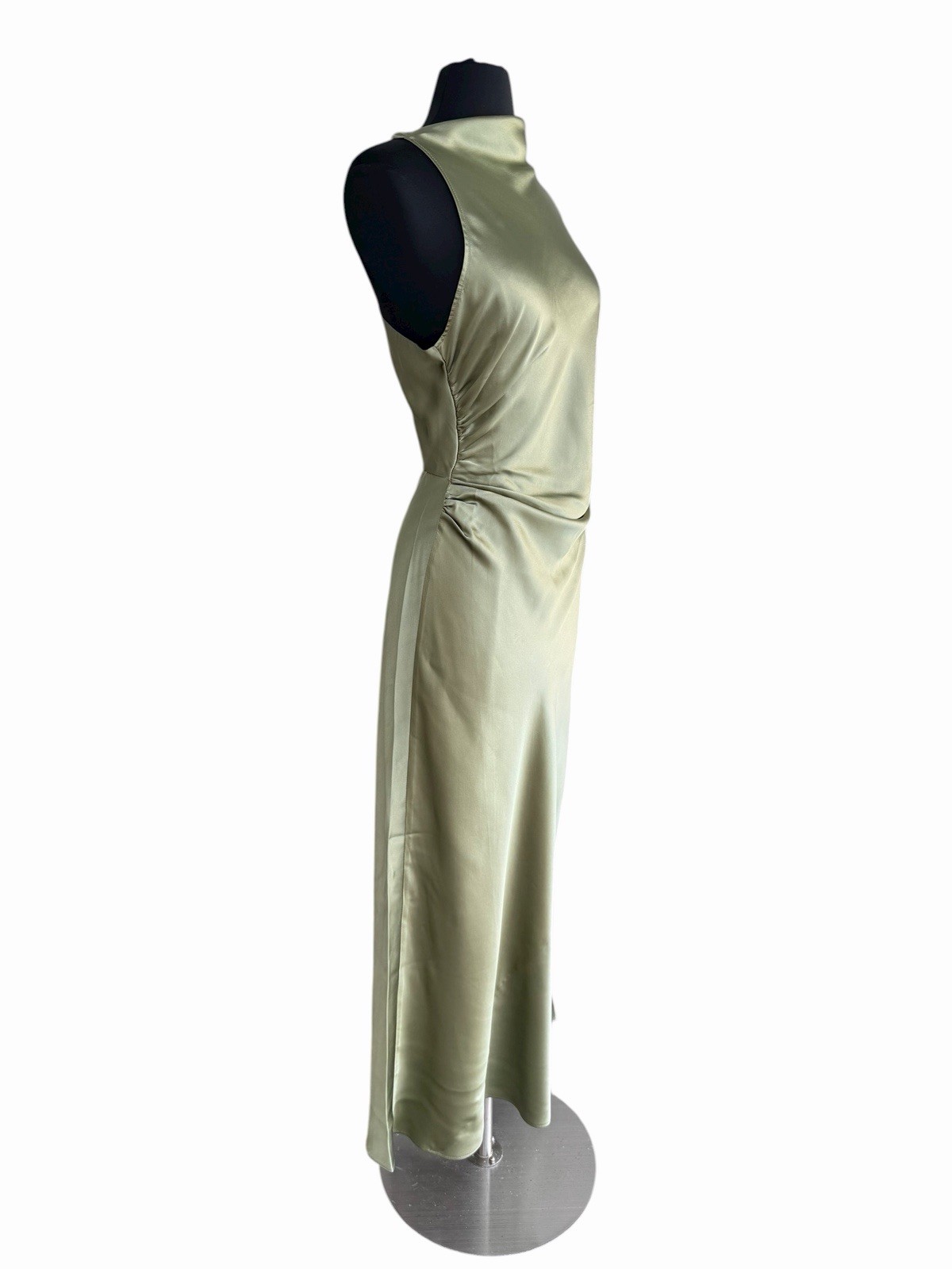 REFORMATION Casette Silk Dress Artichoke Olive Green Midi Womens Size 10 NWT