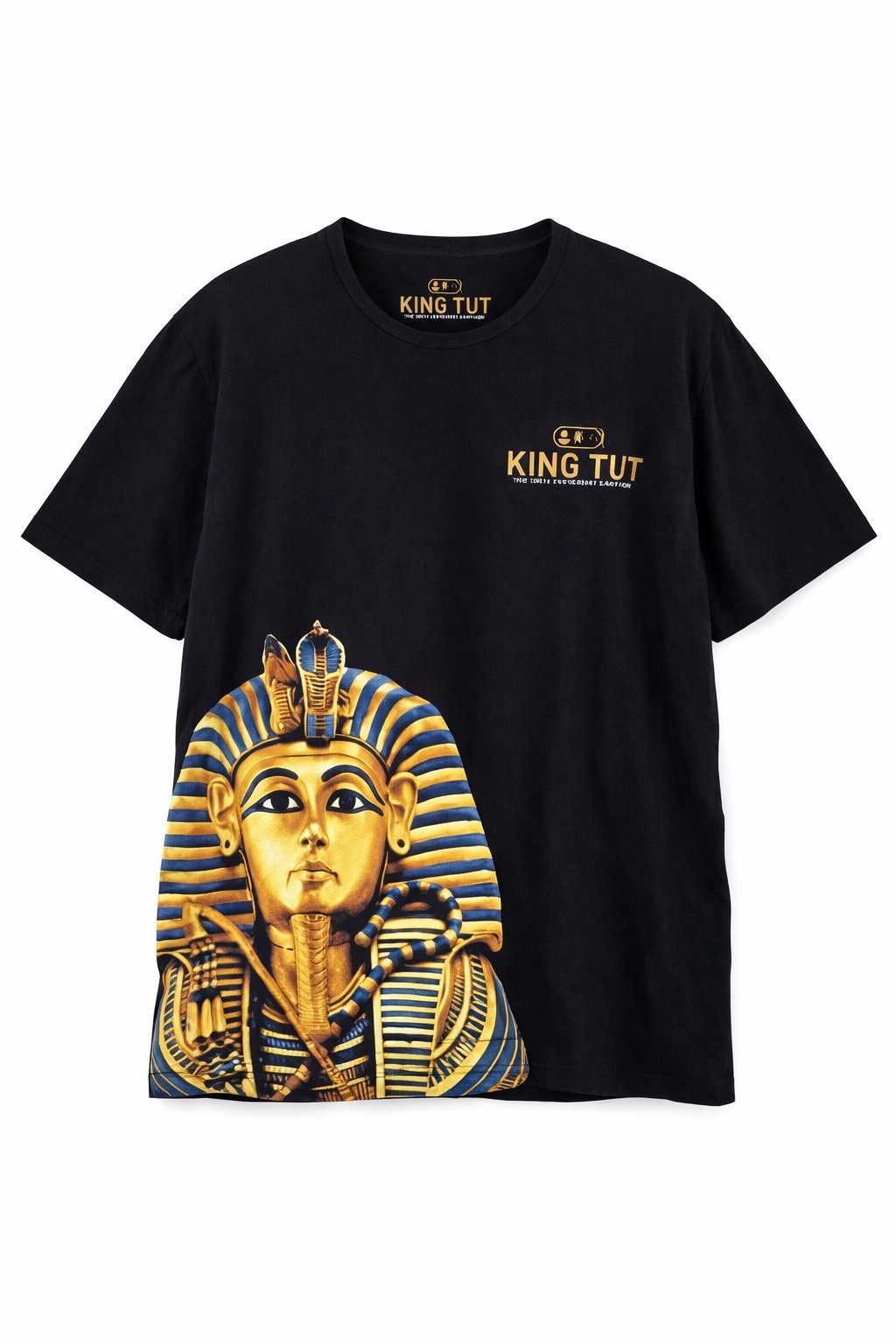 King Tut Tutankhamun Pharaoh Graphic T Shirt Black Cotton Egypt Size L