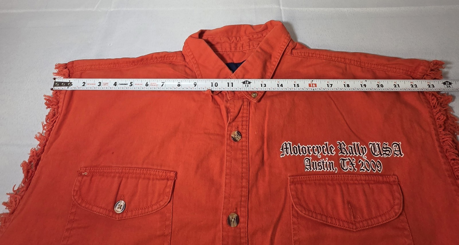 Vintage Regent & Co. Men’s Orange Graphic Print Motorcycle Rally Austin TX 2009