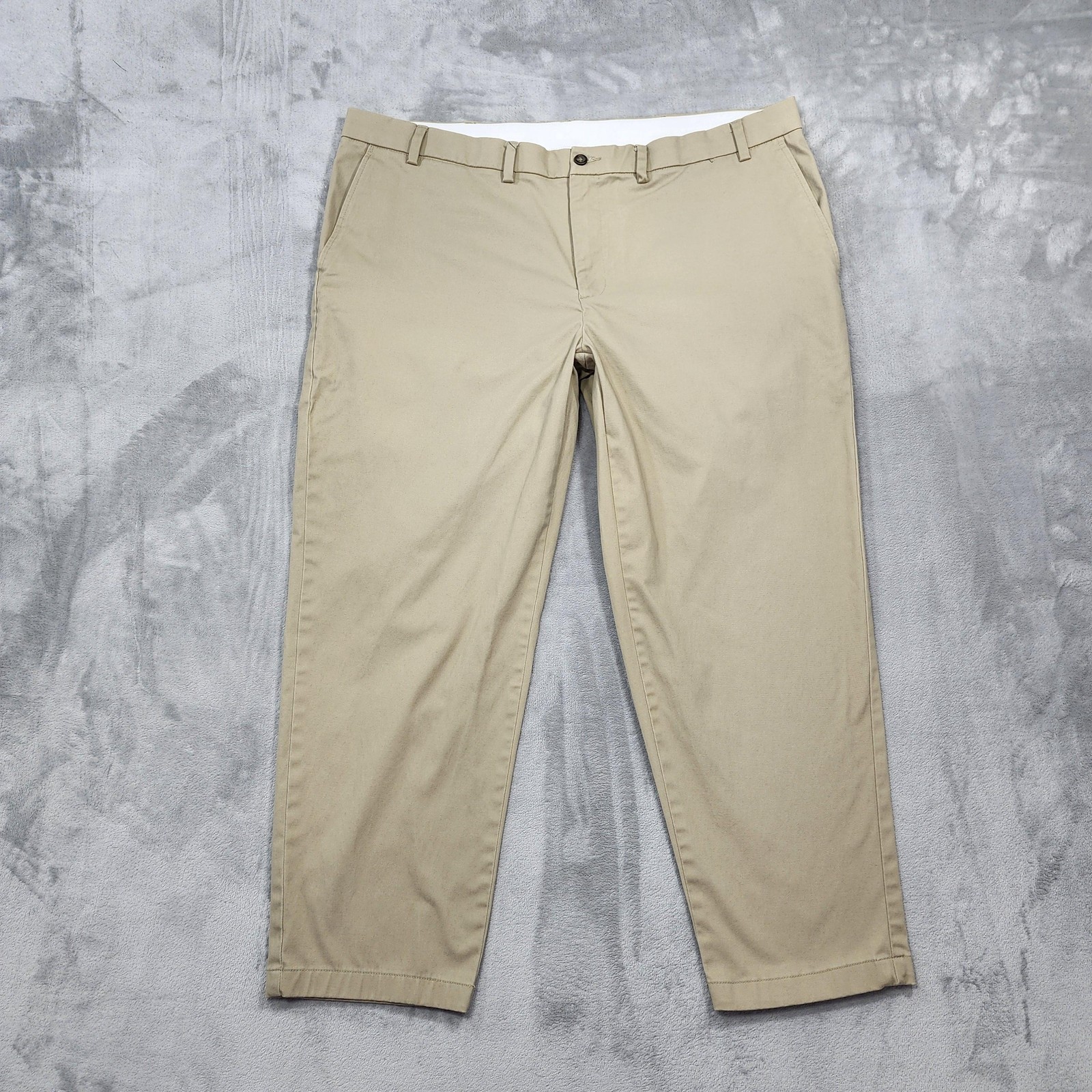 George Pants Mens 46×30 Beige Flat Front Chino Tapered Stretch Office Casual